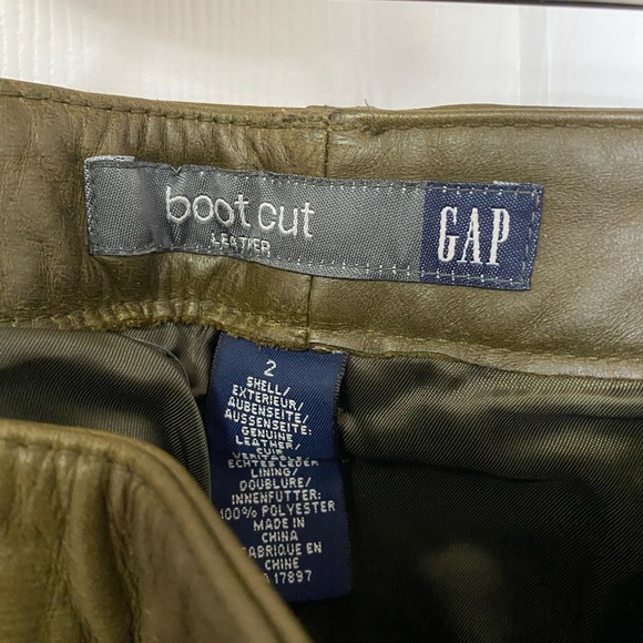 GAP Vintage Boot Cut Leather Pants Dark Green Size 2 - Picture 3 of 3